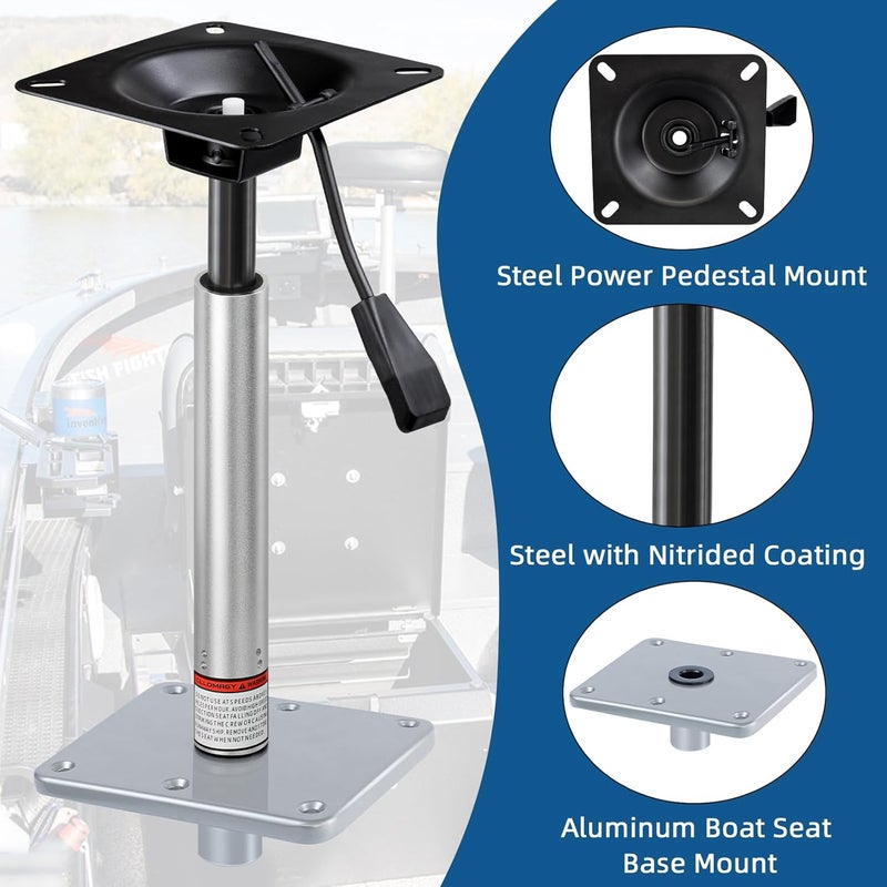 CLLOMAGY Adjustable Boat Seat Pedestal Base Mount Kit with Lock in 3/4" Boat Seat Pin Post&Marine Power Pedestal Mount Base for Marine Fishing Bass Chair,Post Adjustable Height 18 to 24 Inches - Image 5
